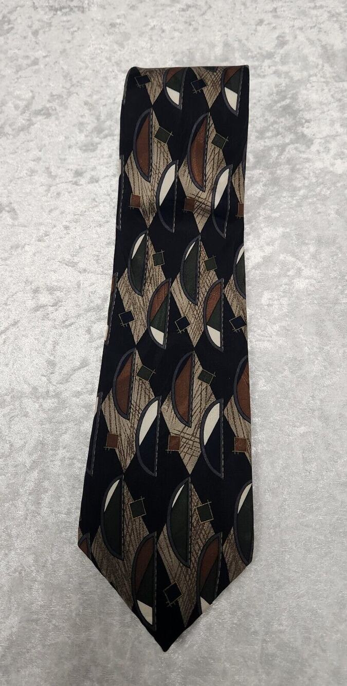 Vintage Cellini Linea Uomo Mens Geometric Pattern Silk Tie
